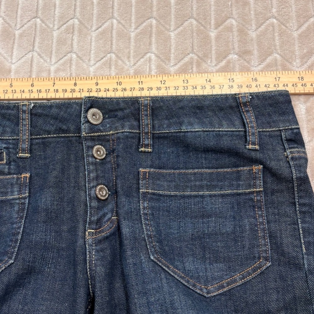 American Eagle Wide Leg Dark Wash Jeans Button Fly Patch Pockets Size 12 - Picture 12 of 12